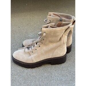 NEW NORDSTROM Moonie Water Resistant Leather Combat Boot In Beige Sand 9